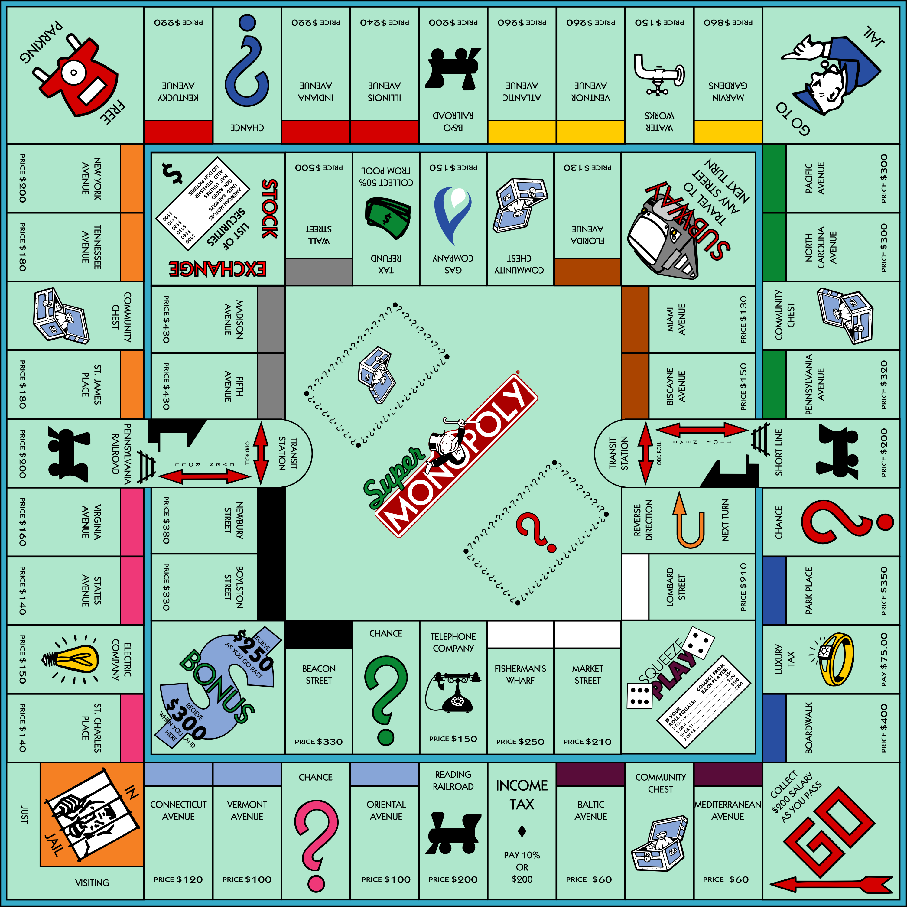 NEW MONOPOLY Replacement BOARD FREE SHIPPING 